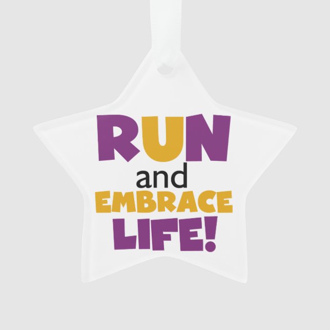 Run Embrace Life Purple Yellow Ornament (Front)