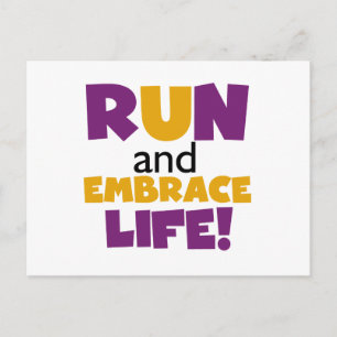 Run Embrace Life Purple Yellow Postcard