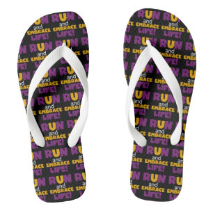 Run Embrace Life Purple Yellow Thongs