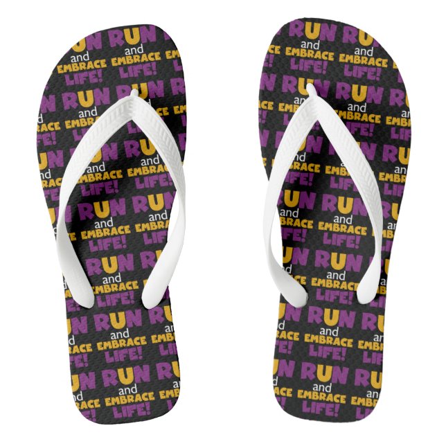 Run Embrace Life Purple Yellow Thongs (Footbed)