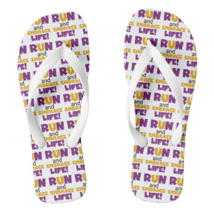 Run Embrace Life Purple Yellow Thongs