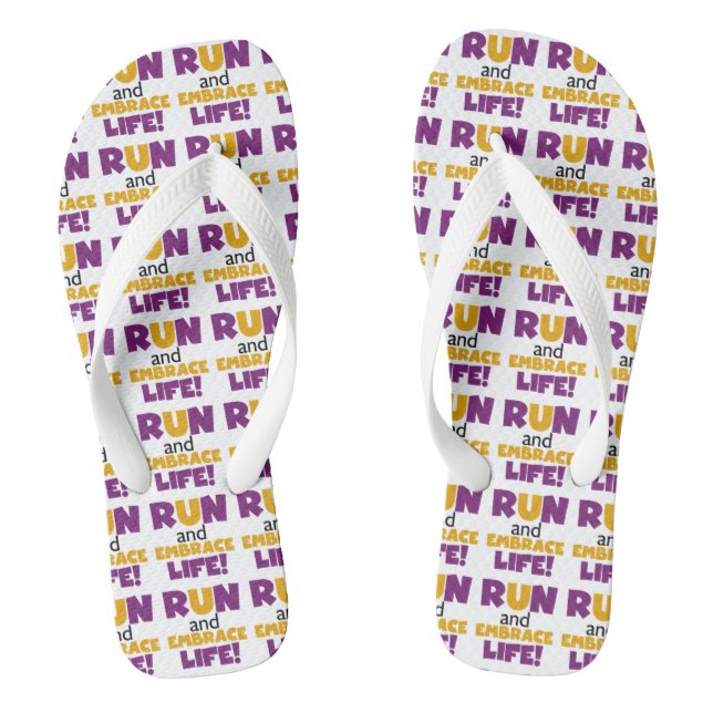Run Embrace Life Purple Yellow Thongs (Footbed)