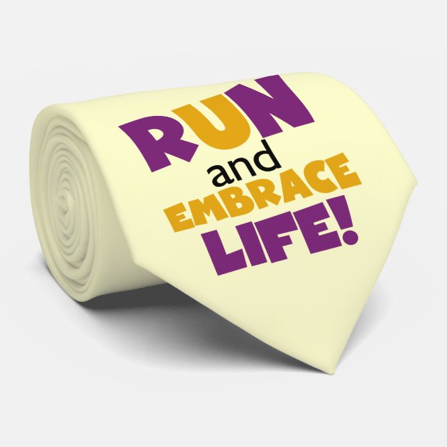 Run Embrace Life Purple Yellow Tie (Rolled)