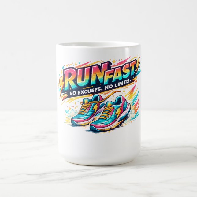Run Fast – No Excuses, No Limits Coffee Mug (Center)