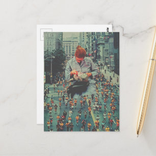 Run Fast The Denist is Coming A Surreal Collage Postcard