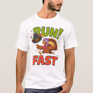 RUN! Fast Turkeys Thanksgiving Family Boys Kids Gi T-Shirt