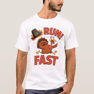 RUN! Fast Turkeys Thanksgiving Family Boys Kids Gi T-Shirt