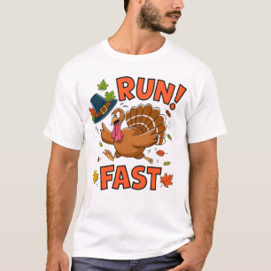 RUN! Fast Turkeys Thanksgiving Family Boys Kids Gi T-Shirt