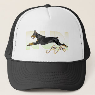 Run For Fun, Black Doberman Trucker Hat
