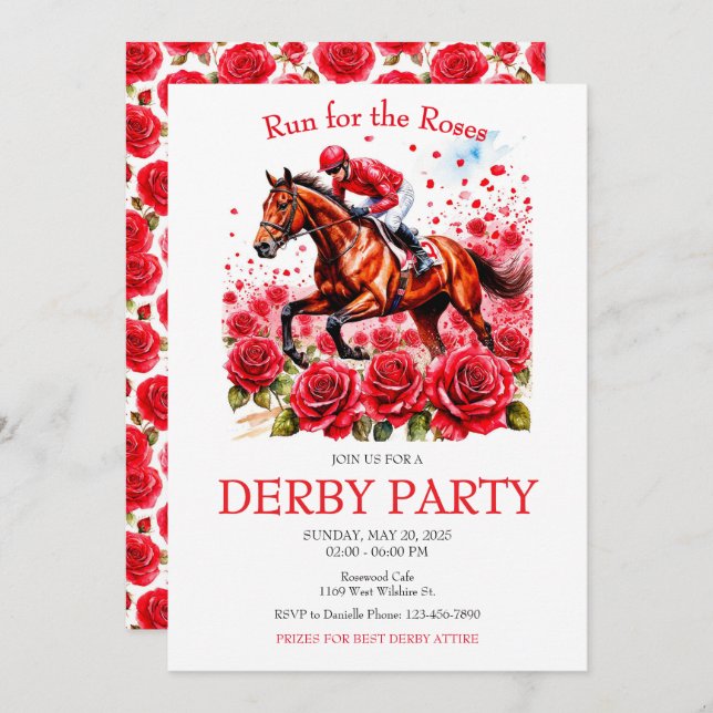 Run for the Roses Horse Derby Party Invitation (Front/Back)