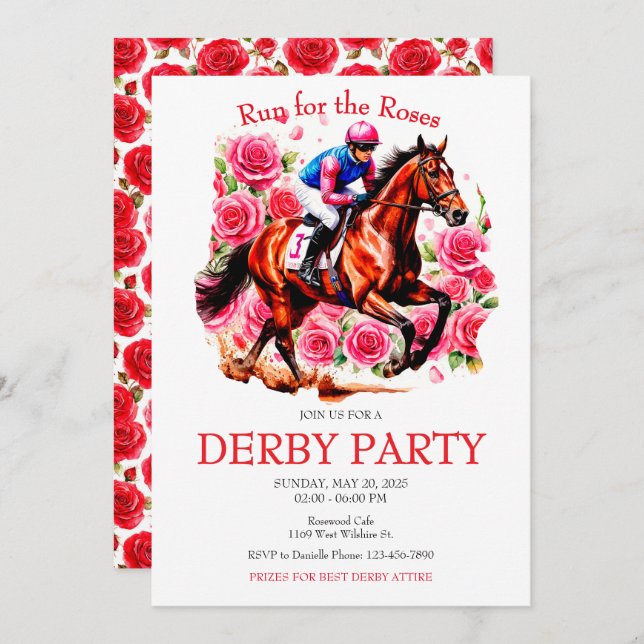 Run for the Roses Horse Derby Party Invitation (Front/Back)