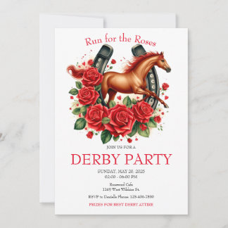 Run for the Roses Race Horse Derby Party Invitation
