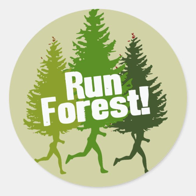 Run Forest, Protect the Earth Day Classic Round Sticker (Front)