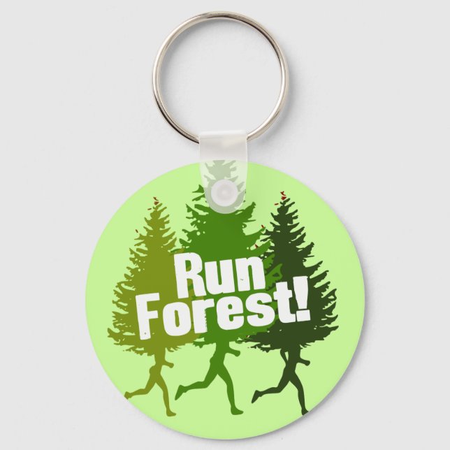 Run Forest, Protect the Earth Day Key Ring (Front)