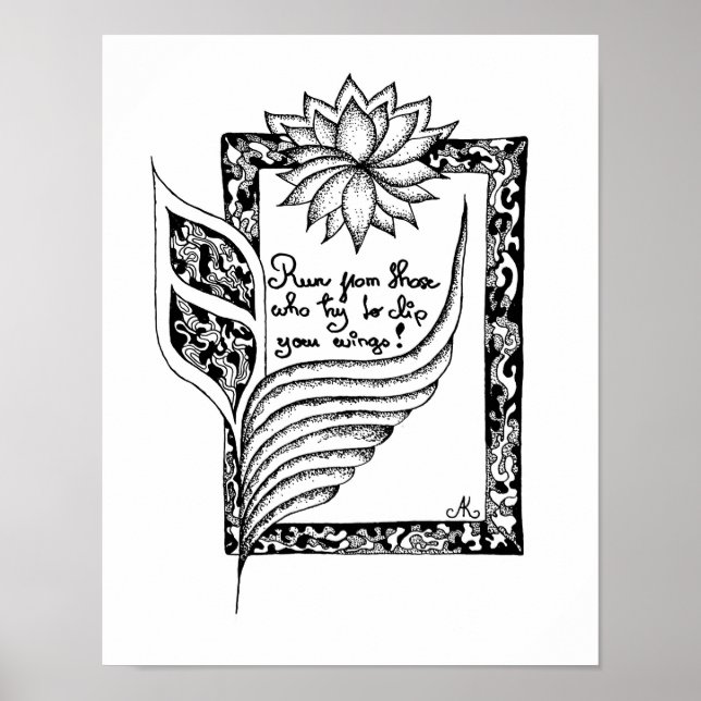 Run from those who try to clip your wings quote poster (Front)
