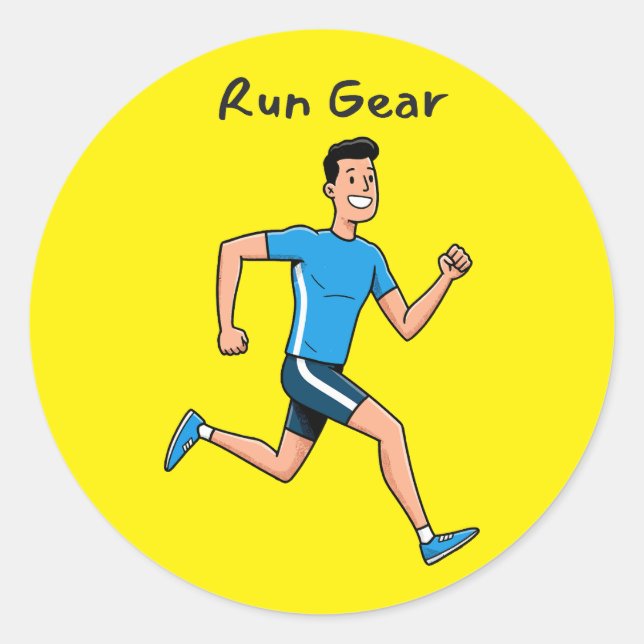 Run Gear – Inspirational Running Classic Round Sticker (Front)
