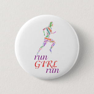 Run girl, run 6 cm round badge