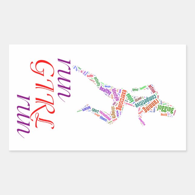 Run girl, run rectangular sticker (Front)