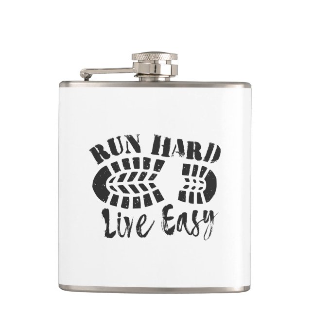 Run Hard, Live Easy Hip Flask (Front)