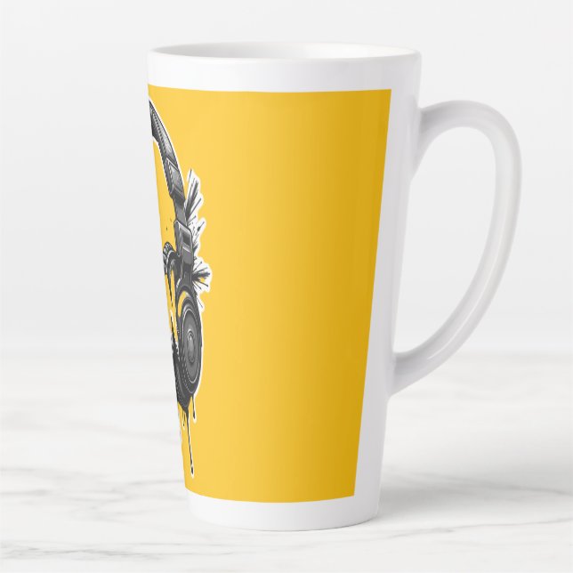 RUN Headphones Street Art Sticker Latte Mug (Right)