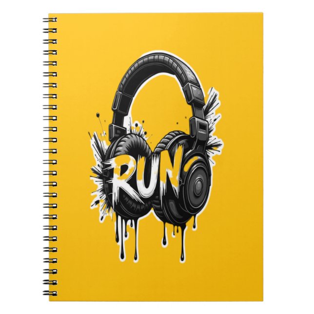 RUN Headphones Street Art Sticker Notebook (Front)