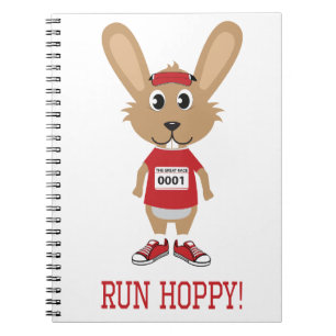 Run Hoppy! Rabbit Runner in Red Notebook