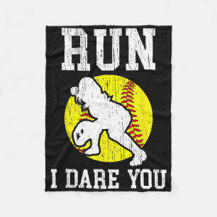 Run I Dare You Girls Softll Catcher Softll Player  Fleece Blanket