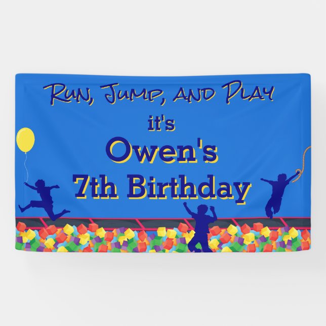 Run, Jump, and Play Obstacle Course Birthday Banner (Horizontal)