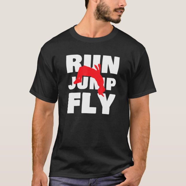Run Jump Fly Parkour Freerunning Runner Urban Spor T-Shirt (Front)
