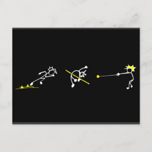 Run Jump Throw Stickman Track& Field Athletics Postcard