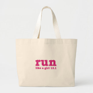 run like a girl large tote bag