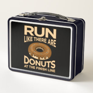 Run Like There Are Doughnuts Marathon Runner Runni Metal Lunch Box