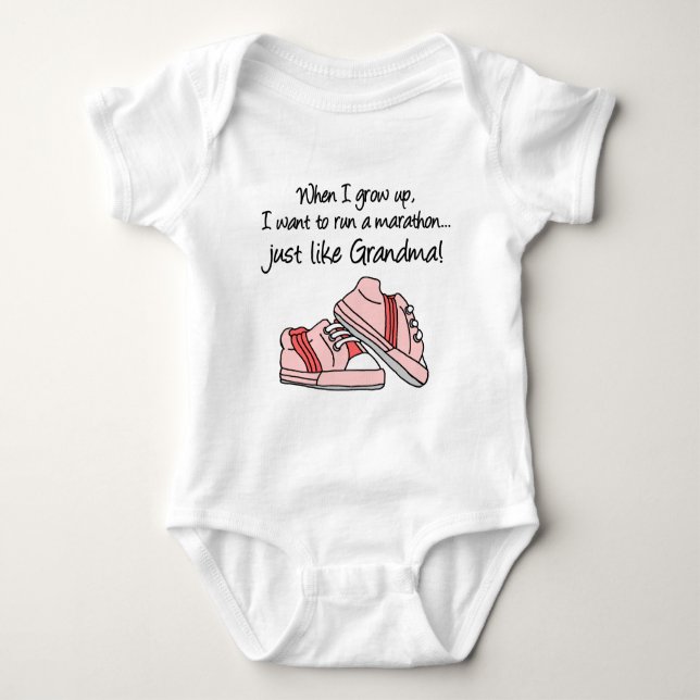 Run Marathon Just Like My Grandma Baby Bodysuit (Front)