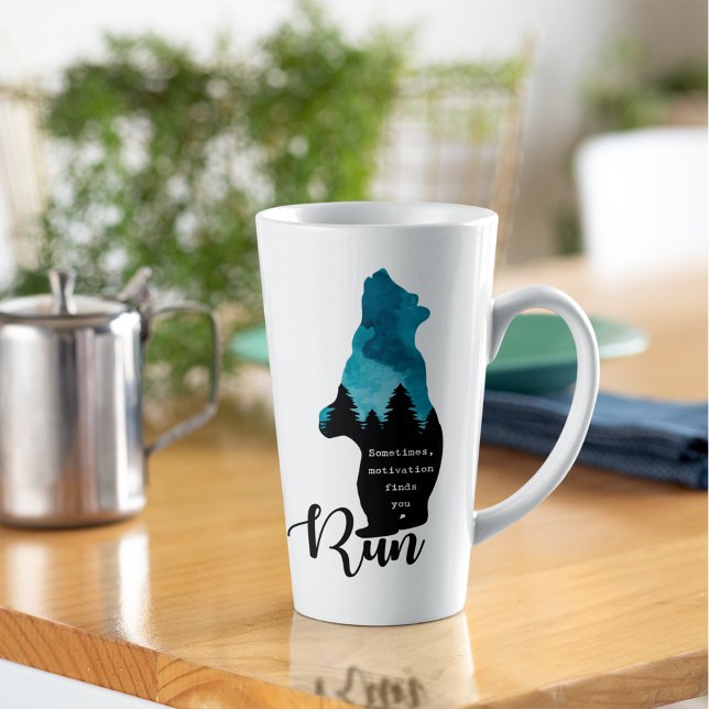 Run Motivation Finds You Funny Bear Graphic Latte Mug (Creator Uploaded)
