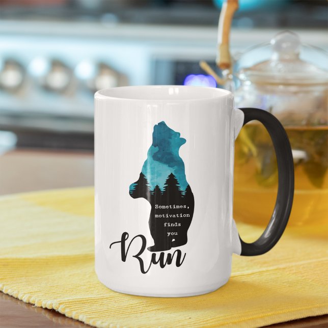 Run Motivation Finds You Funny Bear Graphic Mug (Creator Uploaded)