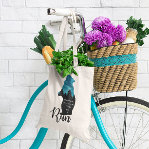 Run Motivation Finds You Funny Bear Graphic Tote Bag