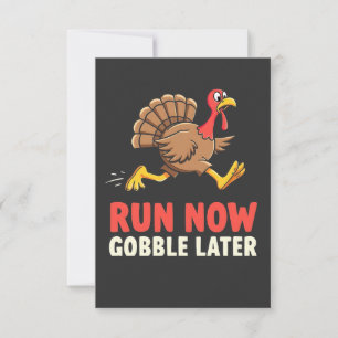 Run Now Gobble Later Turkey Runner Marathon Thank You Card