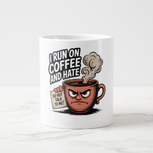 Run on Coffee and Hate Funny Coffee Addiction Large Coffee Mug