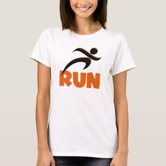 RUN Orange Fitness Running T-Shirt (Front)