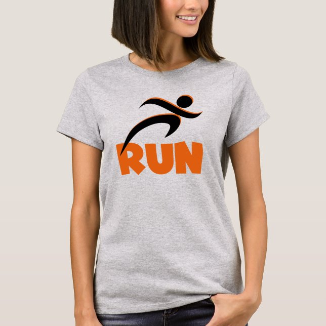 RUN Orange Fitness Running T-Shirt (Front)