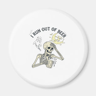 Run Out Beer Skeleton Ghost Moon Halloween_1 Magnet