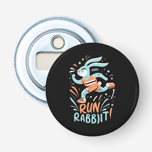 run rabbit marathon runner bunny cute bottle opener (Front)