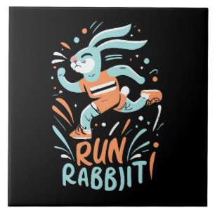 run rabbit marathon runner bunny cute ceramic tile