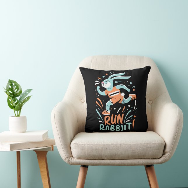 run rabbit marathon runner bunny cute cushion (Chair)