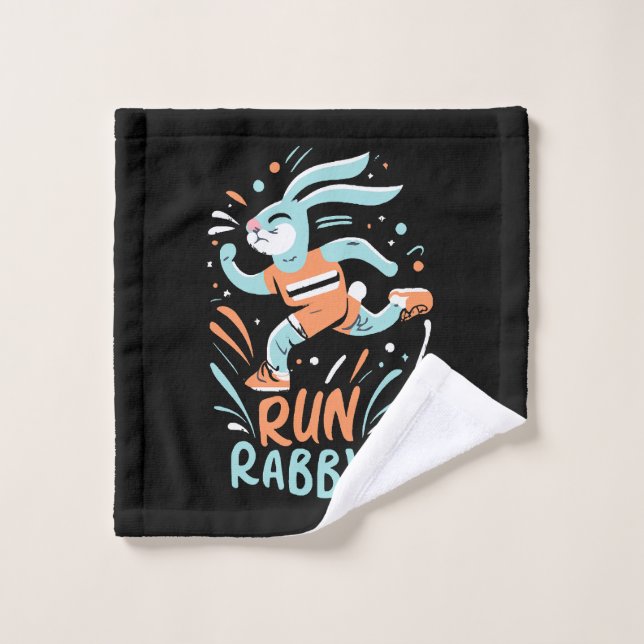 run rabbit marathon runner bunny cute wash cloth (Wash Cloth)