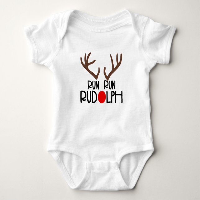 Run Run Rudolph  Baby Bodysuit (Front)