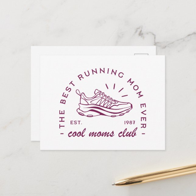 Run running cool moms club the best runner ever holiday postcard (Front/Back In Situ)