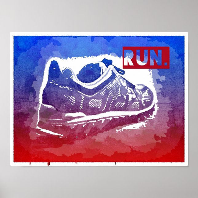 Run Running Shoe Fitness Exercise Poster Runners (Front)