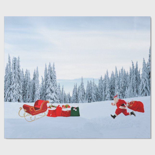 Run, Santa, Run Wrapping Paper (Flat)
