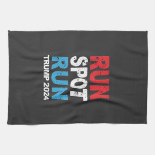 Run Spot Run Trump 2024 Trump Vance election Tea Towel